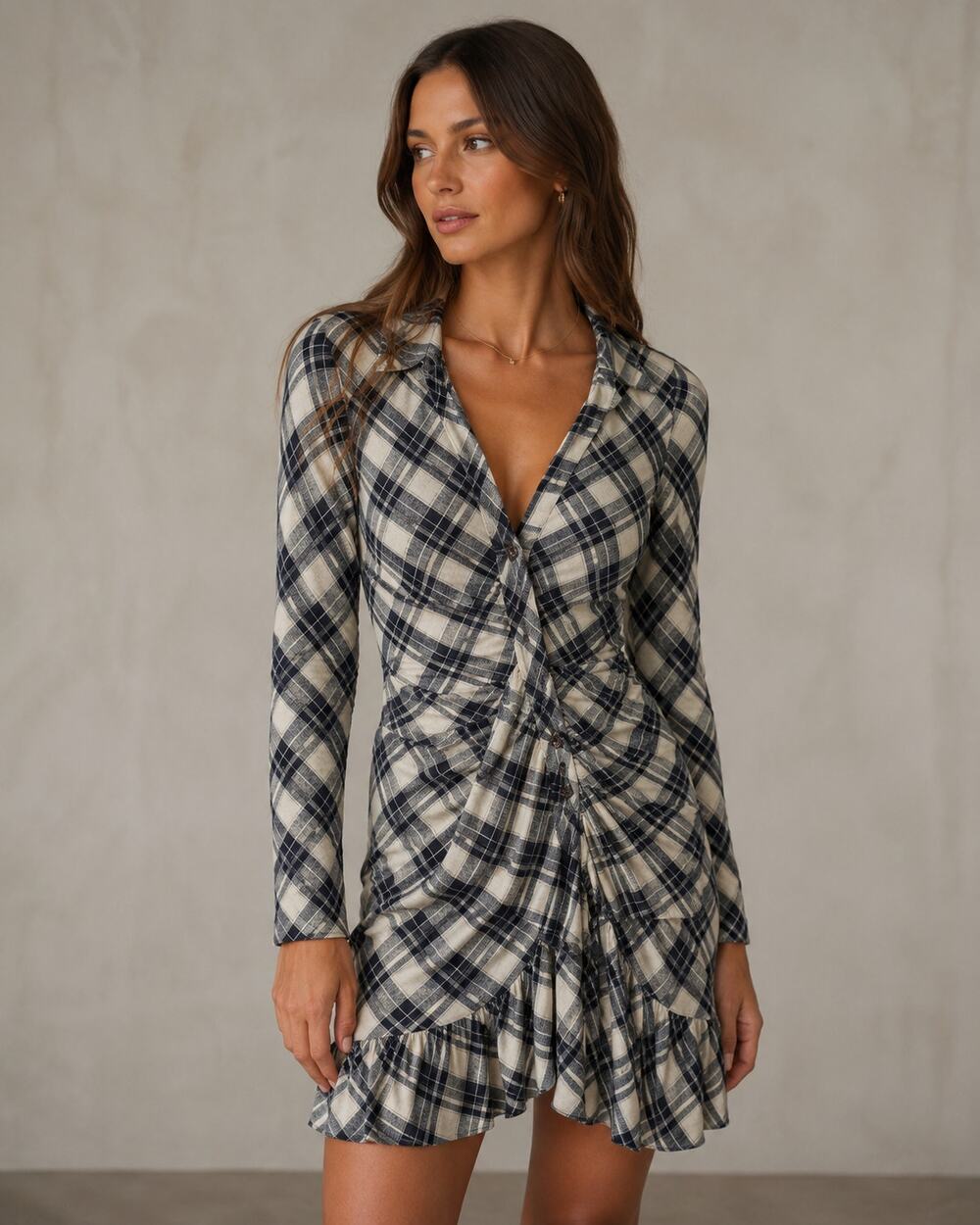 Veronica Beard Vilette Plaid Mini Dress Women’s 8 Long Sleeve Career